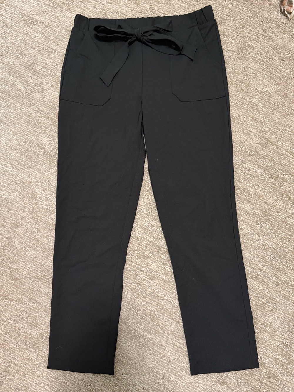 Have Black Tie-Waist Straight-Leg Trousers